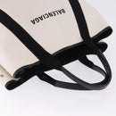 BALENCIAGA Navy Cabas M Hand Bag Canvas White Black 339936 Auth 197751V-6