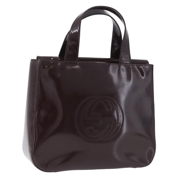 GUCCI Interlocking Bag Patent Leather Bordeaux Silver 000 1013 0504 Auth 197752