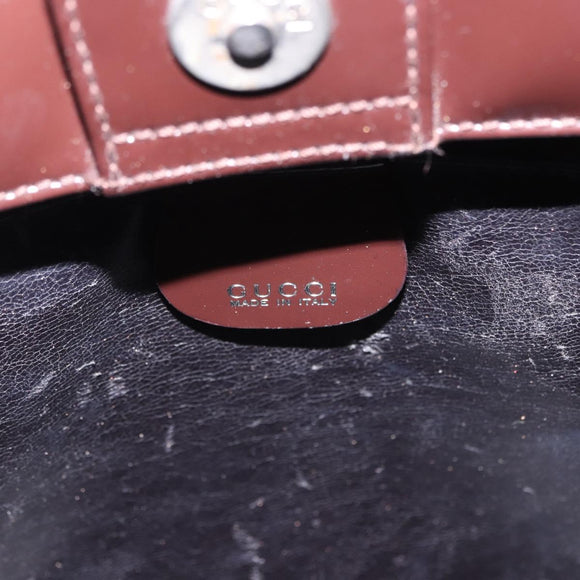 GUCCI Interlocking Bag Patent Leather Bordeaux Silver 000 1013 0504 Auth 197752