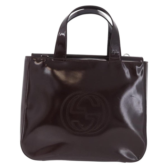 GUCCI Interlocking Bag Patent Leather Bordeaux Silver 000 1013 0504 Auth 197752