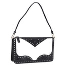 Christian Dior Hand Bag Patent Leather Black White Silver Auth 197758-1