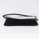 Christian Dior Hand Bag Patent Leather Black White Silver Auth 197758-6