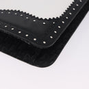 Christian Dior Hand Bag Patent Leather Black White Silver Auth 197758-15