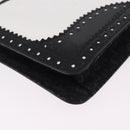 Christian Dior Hand Bag Patent Leather Black White Silver Auth 197758-16