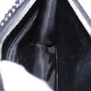 Christian Dior Hand Bag Patent Leather Black White Silver Auth 197758-20