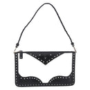 Christian Dior Hand Bag Patent Leather Black White Silver Auth 197758-13