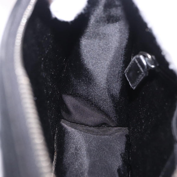 Christian Dior Hand Bag Patent Leather Black White Silver Auth 197758