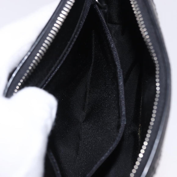 Christian Dior Hand Bag Patent Leather Black White Silver Auth 197758