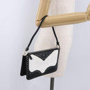 Christian Dior Hand Bag Patent Leather Black White Silver Auth 197758-24