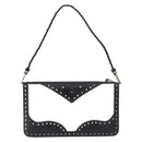 Christian Dior Hand Bag Patent Leather Black White Silver Auth 197758-2