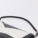 Christian Dior Hand Bag Patent Leather Black White Silver Auth 197758-14