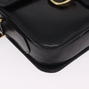 CELINE Horsebit Shoulder Bag Leather Black Gold Auth 197762A-8