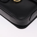 CELINE Horsebit Shoulder Bag Leather Black Gold Auth 197762A-15