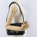 CELINE Horsebit Shoulder Bag Leather Black Gold Auth 197762A-25