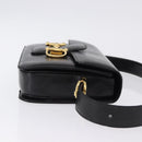 CELINE Horsebit Shoulder Bag Leather Black Gold Auth 197762A-3