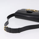 CELINE Horsebit Shoulder Bag Leather Black Gold Auth 197762A-7