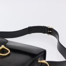 CELINE Horsebit Shoulder Bag Leather Black Gold Auth 197762A-14