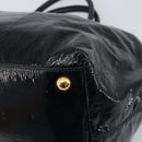PRADA Hand Bag Patent leather Black Gold Auth 197763A-12