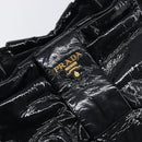PRADA Hand Bag Patent leather Black Gold Auth 197763A-14