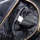 PRADA Hand Bag Patent leather Black Gold Auth 197763A-22