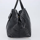 PRADA Hand Bag Patent leather Black Gold Auth 197763A-4