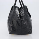 PRADA Hand Bag Patent leather Black Gold Auth 197763A-5