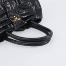PRADA Hand Bag Patent leather Black Gold Auth 197763A-7