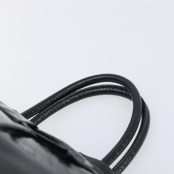 PRADA Hand Bag Patent leather Black Gold Auth 197763A