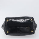PRADA Hand Bag Patent leather Black Gold Auth 197763A-9