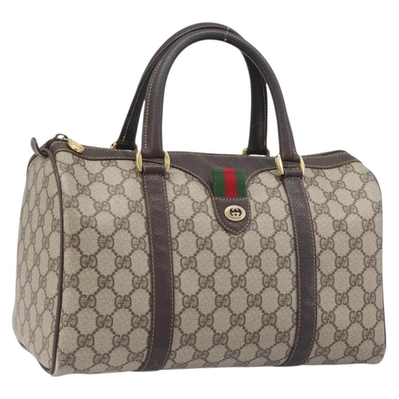 GUCCI GG Supreme Web Sherry Line Hand Bag PVC Beige Gold 40 02 007 Auth 197765