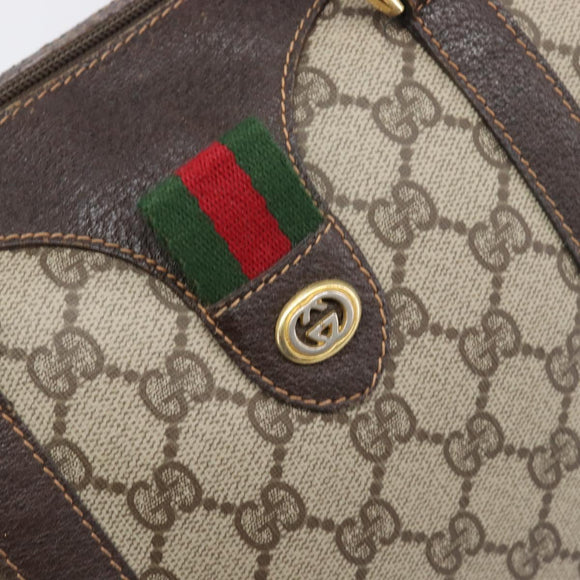 GUCCI GG Supreme Web Sherry Line Hand Bag PVC Beige Gold 40 02 007 Auth 197765