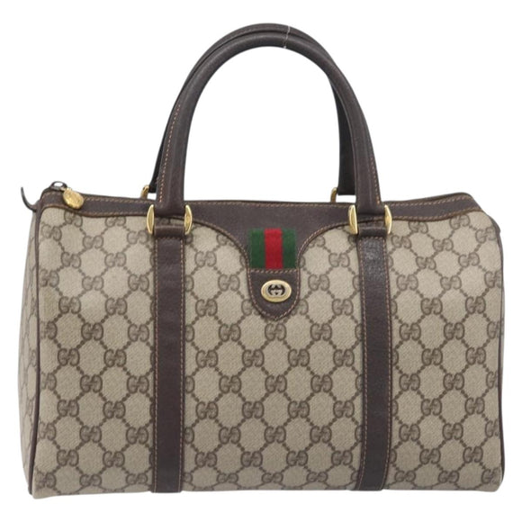 GUCCI GG Supreme Web Sherry Line Hand Bag PVC Beige Gold 40 02 007 Auth 197765