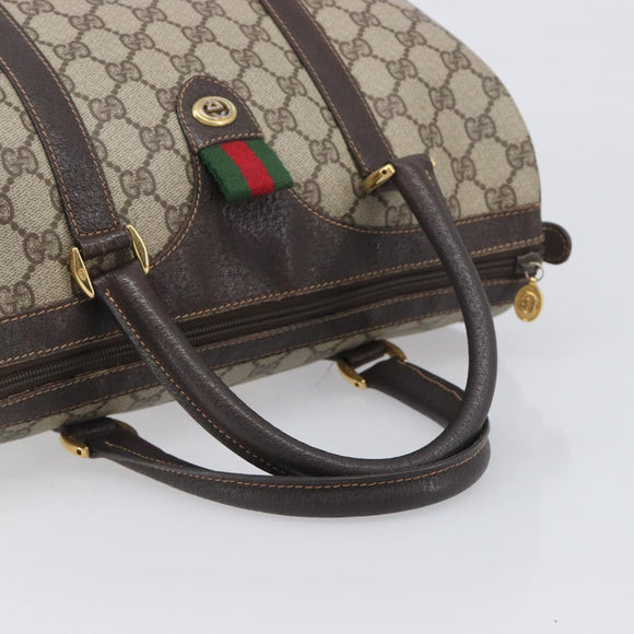 GUCCI GG Supreme Web Sherry Line Hand Bag PVC Beige Gold 40 02 007 Auth 197765