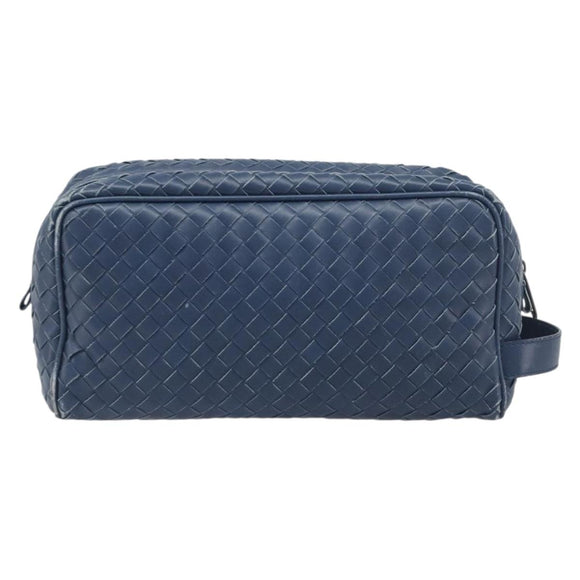 BOTTEGA VENETA INTRECCIATO Clutch Bag Leather Navy Auth 197768