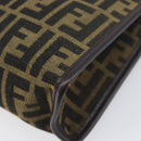 FENDI Zucca Canvas Clutch Bag Black Brown Auth 197770-15