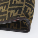 FENDI Zucca Canvas Clutch Bag Black Brown Auth 197770-16