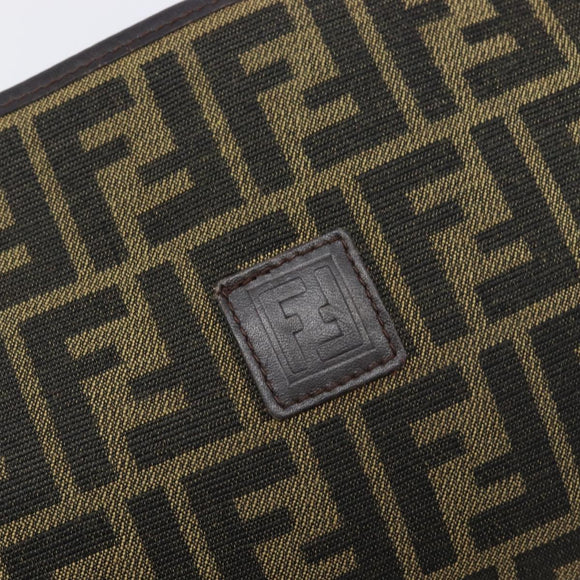 FENDI Zucca Canvas Clutch Bag Black Brown Auth 197770