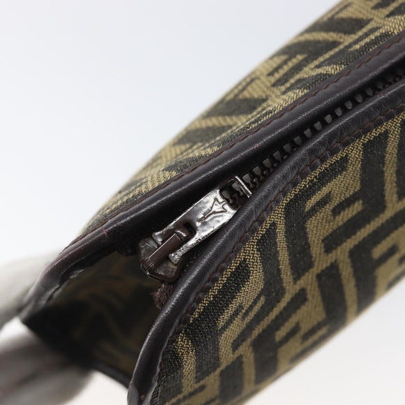 FENDI Zucca Canvas Clutch Bag Black Brown Auth 197770