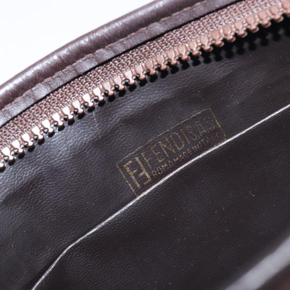 FENDI Zucca Canvas Clutch Bag Black Brown Auth 197770