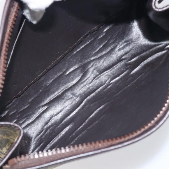 FENDI Zucca Canvas Clutch Bag Black Brown Auth 197770
