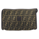 FENDI Zucca Canvas Clutch Bag Black Brown Auth 197770-13