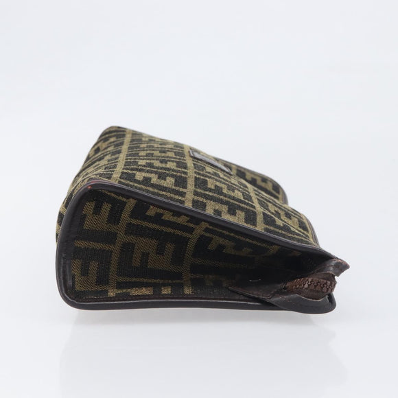 FENDI Zucca Canvas Clutch Bag Black Brown Auth 197770