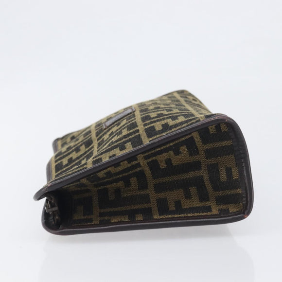 FENDI Zucca Canvas Clutch Bag Black Brown Auth 197770