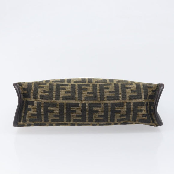 FENDI Zucca Canvas Clutch Bag Black Brown Auth 197770