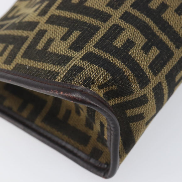 FENDI Zucca Canvas Clutch Bag Black Brown Auth 197770