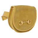 GUCCI Horsebit Waist bag Suede Yellow Gold Auth 197772-1
