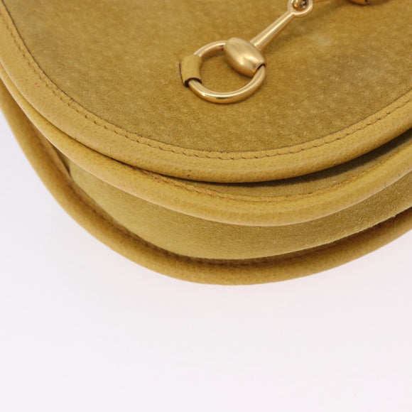 GUCCI Horsebit Waist bag Suede Yellow Gold Auth 197772