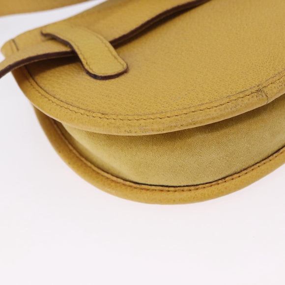 GUCCI Horsebit Waist bag Suede Yellow Gold Auth 197772