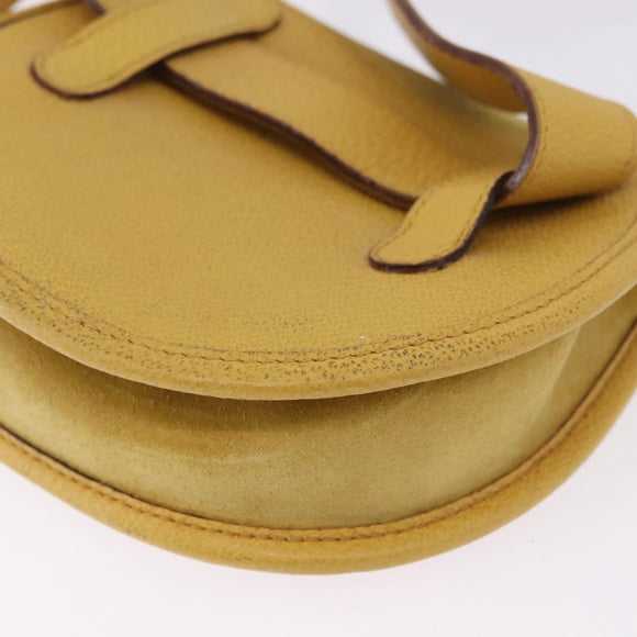 GUCCI Horsebit Waist bag Suede Yellow Gold Auth 197772