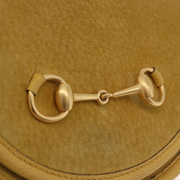GUCCI Horsebit Waist bag Suede Yellow Gold Auth 197772